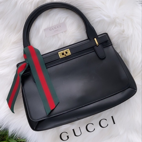 Gucci Handbags - Gucci Black Leather Top Handle Bag